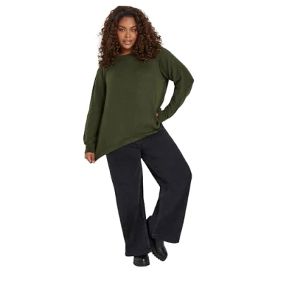 Image of Yours Curve Green Knitted Jumper Women&#039;s Plus Size
