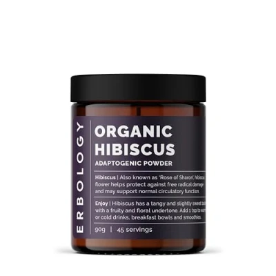 Image of 100% Organic Hibiscus Powder 250g Destress Straight from Farm in India Raw and Vegan Non GMO No Additives or Preservatives Recyclable Glass Jar