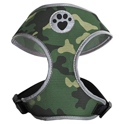 Image of igadgitz home U7044 Sweat Proof Dog Harness, Puppy Walking Vest in with Reflective High Visibility Piping &amp; Secure Lockable buckle Camo Medium