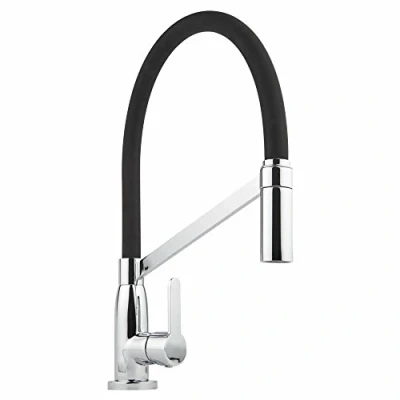 Image of Milano Select Modern Mono Kitchen Sink Mixer Tap with Pull Out Nozzle and Lever Handle Chrome Black
