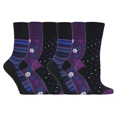 Image of NEW: 6 Pairs Ladies Gentle Grip No Elastic Socks 4 8 uk, 37 42 eur (GG138)