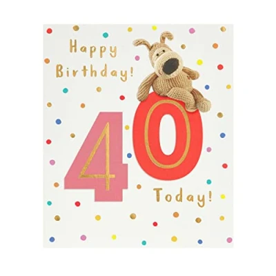 Image of Boofle 40th Birthday Card For Her/Female/Friend With Envelope Cute Design