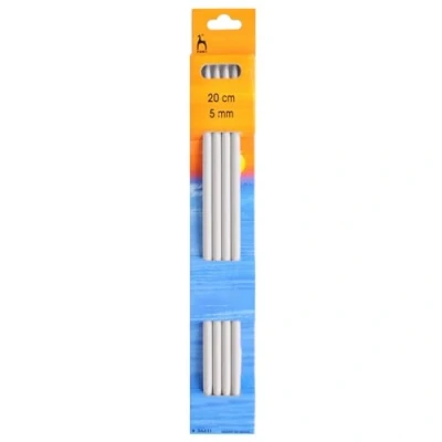 Image of Pony Double Ended Knitting Pins, Aluminium,Silver, 20cm x 5.0mm, Set of 4