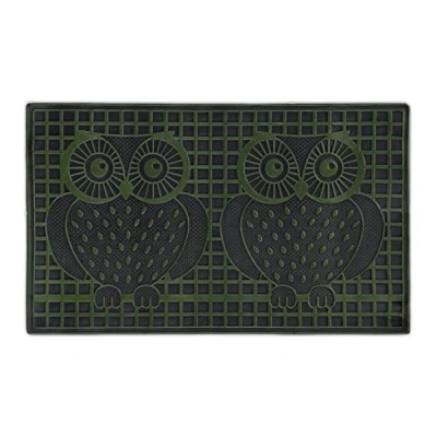 Image of Relaxdays Owl Shape Rubber Doormat, 75 x 45 cm, Door Mat Inside &amp; Outside, Non Slip Shoe Scraper, Brown, 75x cm