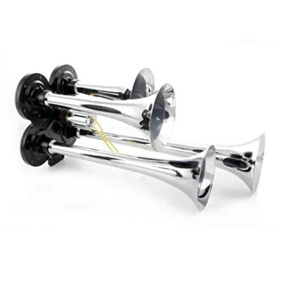 Image of 24/7 AUTO Powerful 24V quadruple chrome air horn trumpet truck HDV tractor boat