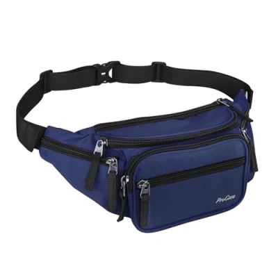 Image of ProCase Bum Bag Waist Fanny Pack for Men Women Ladies with 6 Pockets and Adjustable Belt Large Dog Bumbag Walking Running Hiking Cycling Travel Holiday Festival Christmas Disney Navy, M