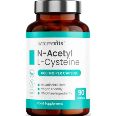 Image of NAC Supplement, 600mg 90 N Acetyl Cysteine Capsules Vegan Friendly Amino Acid and Glutathione Precursor for Nutritional Balance