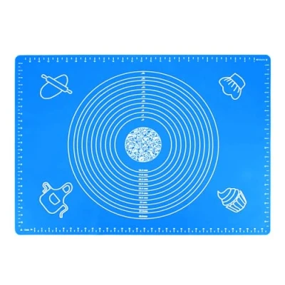 Image of Acooruiteng Silicone Baking Mat Pastry Reusable Mats Non Stick Rolling Sheets 50 x 40 cm for Pie Bread Cake Blue