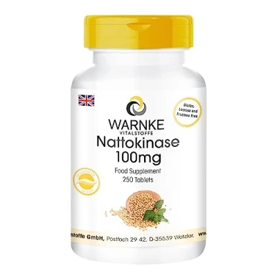 Image of Nattokinase 100mg 2000 FU Highly dosed Vegan 250 Tablets Warnke Vitalstoffe German Pharmacy Quality