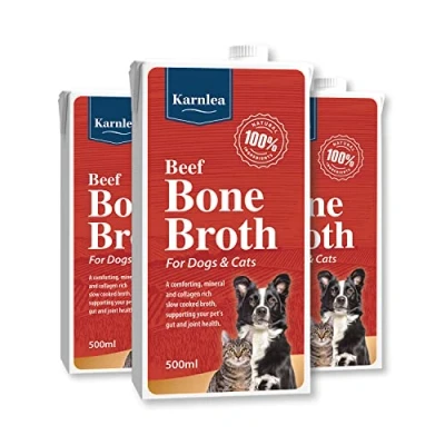 Image of KARNLEA Pets Beef Bone Broth 3x 500ml 100% Real &amp; Natural Liquid for Cats Dogs Nutritious High in Collagen Protein Healthy Joints, Gut, Digestion, Skin Sickness Recovery