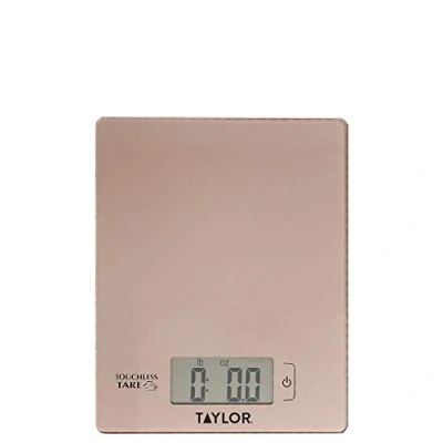 Image of Taylor Digital Food Scales with Touchless Tare in Gift Box, High Accuracy, Plastic, Rose Gold, 16 x 20cm