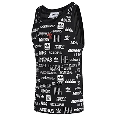 Image of adidas Originals Mens Tank Top Sleeveless Vest Trefoil AOP Black GK9705 New