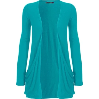 Image of WearAll Ladies Long Sleeve Boyfriend Cardigan Womens Top Turquoise 20/22