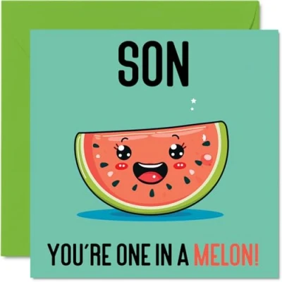 Image of Birthday Cards for Son One In A Melon Funny Happy Card from Mum Dad, Gifts, 145mm x Joke Greeting Men Him