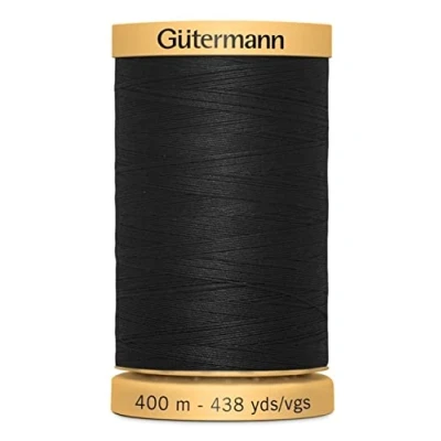 Image of Gutermann Natural Cotton Sewing Thread 400m Black 5201 Each