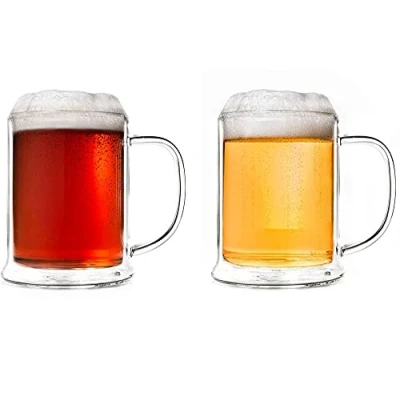 Image of Creano 2X Double Walled Beer Glass/Deco Glass Tankard 500ml