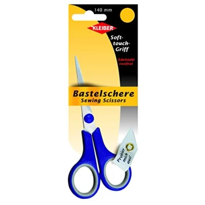 Image of Kleiber 140 mm Stainless Steel Soft Grip Sewing Scissors with Handles, Blue