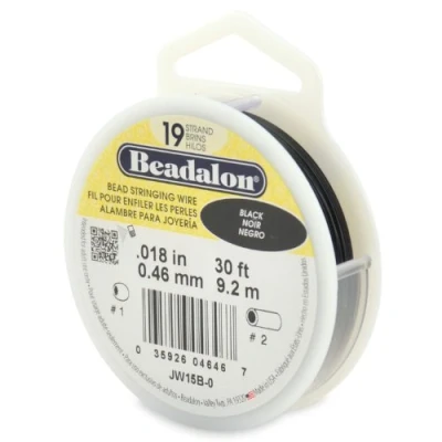 Image of Beadalon Stainless Steel Bead Stringing Wire, Black, .18 in / 0.46 mm