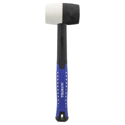 Image of Faithfull FAIRMBWF16 Combination Rubber Mallet Black/White 16oz Fibreglass Shaft