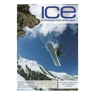 Image of Refresh Cartridges Ice Matte Coated A4 Self Adhesive Inkjet Photo Paper 120gsm 25 Sheets