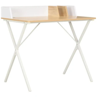 Image of vidaXL Desk White and Natural 80x50x84 cm