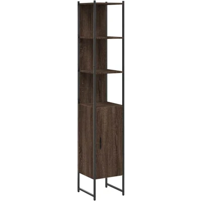 Image of vidaXL Bathroom Cabinet Brown Oak 33x33x185.5 cm Engineered Wood