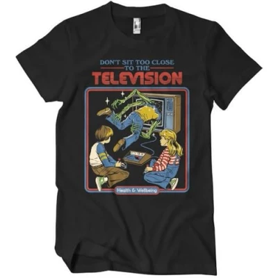 Image of Steven Rhodes Don&#039;t Sit Too Close to The Television T Shirt Navy, black, XL