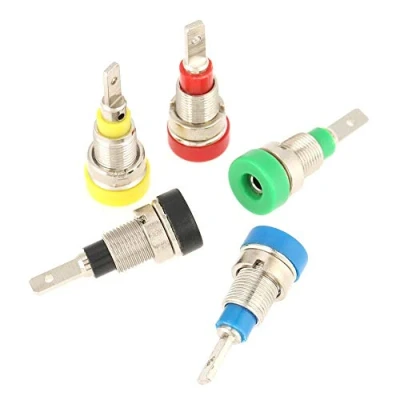 Image of TOPINCN 5Pcs Panel Mount Banana Socket Mixed Color 2.0Mm Jack for Mounting Test Probes Connectors Stackable Wire Solder Multimeter