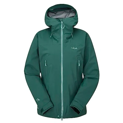 Image of Rab Women&#039;s Kangri GTX Waterproof Breathable GORE TEX Jacket for Trekking, Climbing, &amp; Mountaineering Green Slate 14