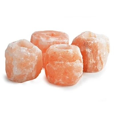 Image of 4 x HIMALAYAN SALT ROCK CRYSTAL CANDLE HOLDER HEALING IONIZING T LIGHT