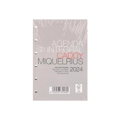 Image of Miquelrius 2024 Comprehensive Annual Agenda Refill, Day Page, Caddy Size 80 x 120 mm, Spanish, Portuguese and English