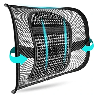 Image of m zimoon Mesh Back Support, Lumbar Support Cushion Air Flow Chair with Elastic Strap Rest for Home Office Car Seat Pain Relief