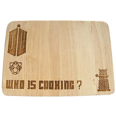 Image of FastCraft DOCTOR WHO DALEK TARDIS CYBERMEN INSPIRED GIFT IDEA Hardwood WOODEN CHOPPING CUTTING CHEESE BOARD PLACE MAT ENGRAVED WOOD KITCHEN COOKING BAKING DR PRESENT (Premium 30x20x1.5 cm)