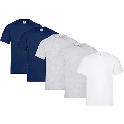 Image of Fruit of the Loom Men&#039;s T Shirt, Heavy Cotton, M, L, XL, XXL, 3XL, Various Colour Sets, Pack 5, M