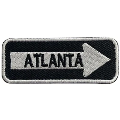 Image of Atlanta Road Sign Patch Embroidered Iron on Sew Badge for Clothes etc. 7.5x3cm