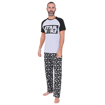Image of Star Wars Mens Long Pyjama Set Grey Black (Small)