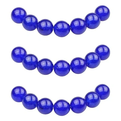 Image of MJDCB Round Stone Beads 12mm Sapphire Jade Loose Gemstone for Jewelry Making Bracelet Necklace 30pcs