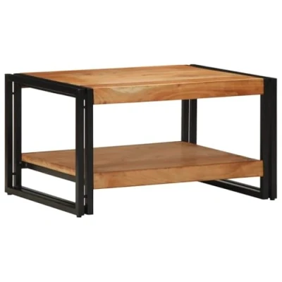 Image of vidaXL Coffee Table 70x50x38 cm Acacia Wood/Iron Living Room Side/End/Couch with Natural Grain, Brown