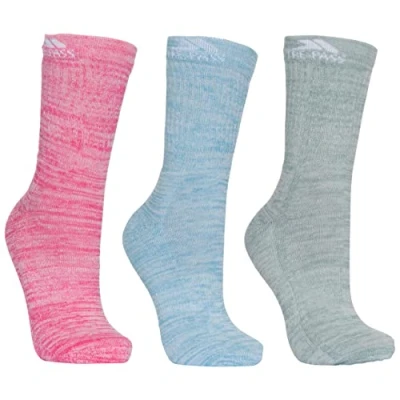 Image of Trespass Womens Casual Socks Mid Length Cushioned Sole 3 Pack Helvellyn