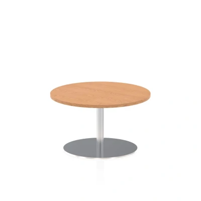 Image of Italia 800mm Poseur Round Table Oak Top 475mm High Leg