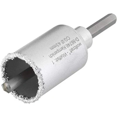 Image of wolfcraft Annular Bit, Tungsten Carbide Coated, with Mandrel I 3894000 for Plumbing and Electrical installations in Brick Walls Stone, Cutting Depth 55 mm