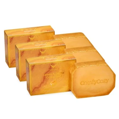 Image of ComfyCozy Crystal Soap Natural Hand &amp; Body Wash Luxury Beauty Pamper Gift, Lemon, 3 Pack
