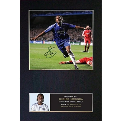Image of DIDIER DROGBA No1 Signed Autograph Mounted Photo Reproduction PRINT A4 Rare Perfect Birthday (297 x 210mm) #45 (Not Framed)