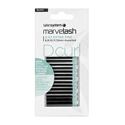 Image of Salon System Marvelash D Curl 0.07 Extra Fine Assorted Black Lashes