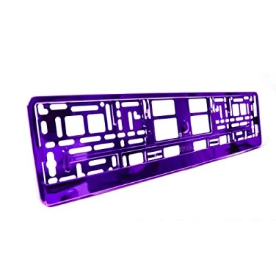 Image of 2 x Purple Chrome Metallic Universal Number Plate Surrounds Holders Frames M