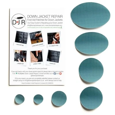 Image of Down Jacket Repair Patches: Easy to Use, Pre Cut, Self Adhesive, Soft, Waterproof, Tear Resistant Rip Stop Nylon Fabric Patches Fix Holes in Clothing, Jackets, Outdoor Gear Pigeon Grey