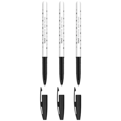Image of Ballpoint Pens, Smudge Free Extra Fine Point 0.5 mm, Ideal for School, Office, Everyday Use (Black, 3 Pens)