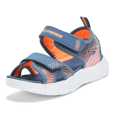 Image of Skechers MICROSPEC Splash Sandal, Navy Orange, 13.5 UK