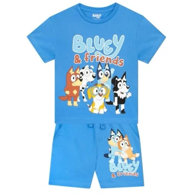 Image of Bluey Outfit Bingo Boys Shorts And T Shirt Boys&#039; Outfits &amp; Clothing Sets Soft Cotton Summer Clothes Blue 5 6 Years