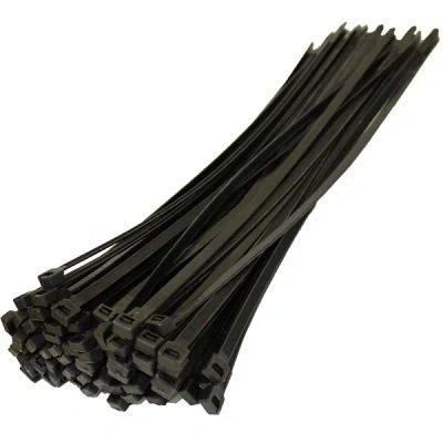 Image of Cable Zip Ties Black Heavy Duty 300mm x 7.6mm 100 Pack, Tie Wraps, Tie, Twist Wire, Long Thick Strong Zipties Self Locking Nylon